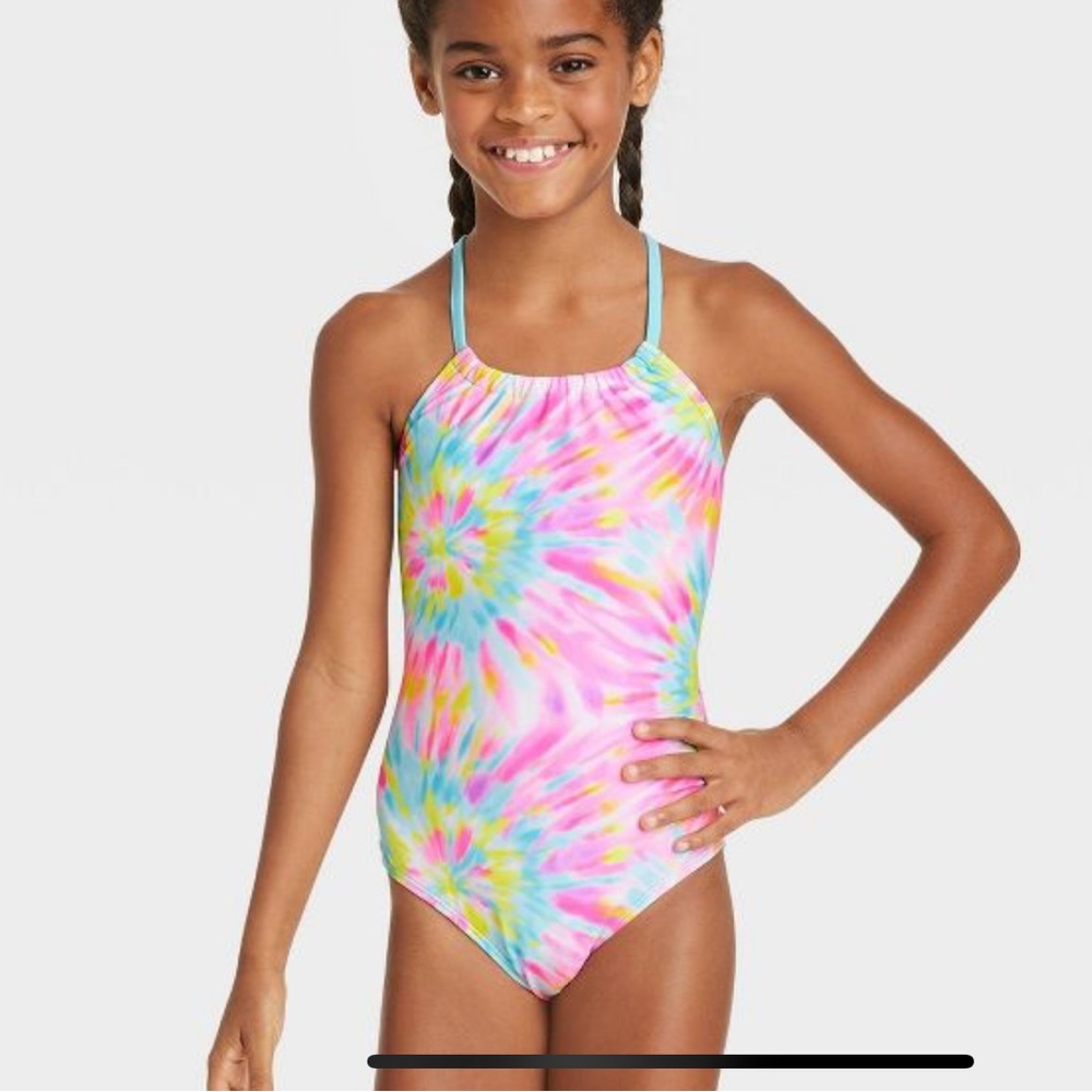 Cat & Jack tie dye rainbow swirl swimsuit
